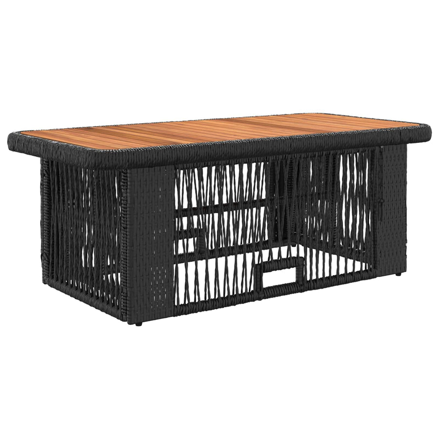 Tuin eettafelset met kussen 4 pcs Zwart en Crème poly rattan