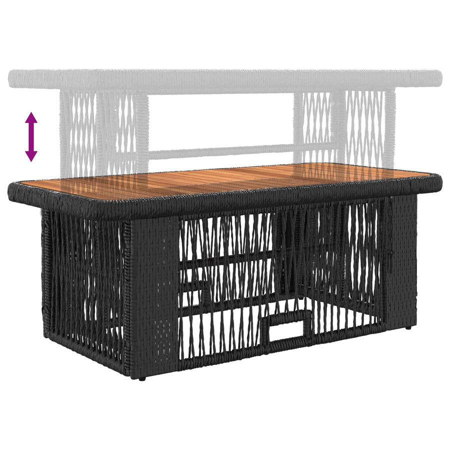Tuin eettafelset met kussen 4 pcs Zwart en Crème poly rattan