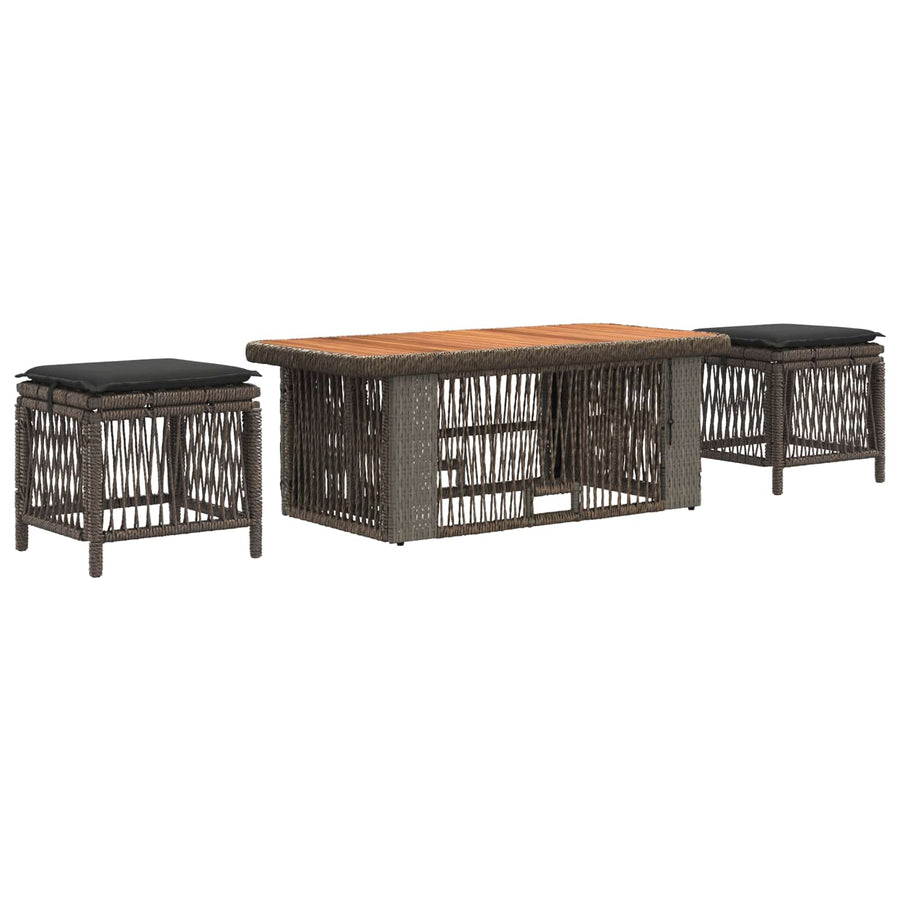 Tuin eettafelset 4 pcs Grijs en Donkergrijs poly rattan