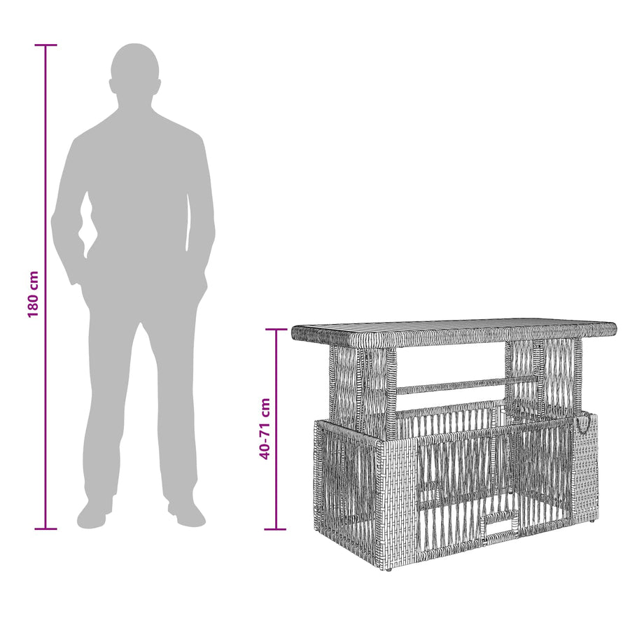Tuin eettafelset 4 pcs Grijs en Donkergrijs poly rattan