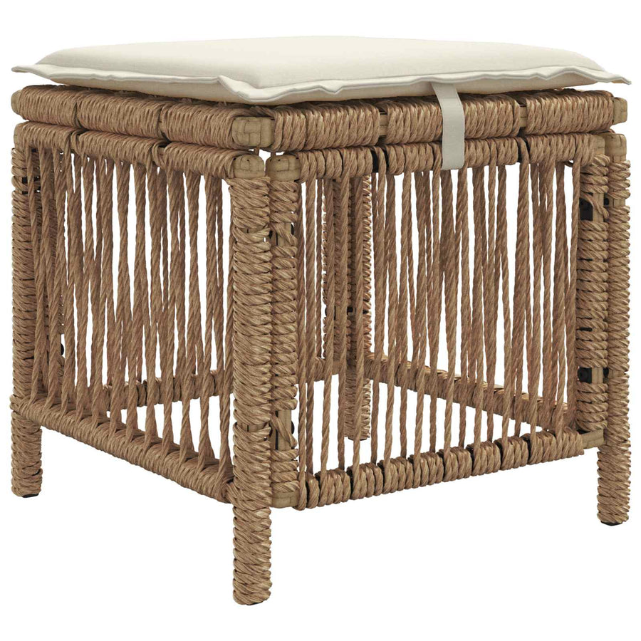 Tuin eettafelset met kussen 4 pcs Beige en Crème poly rattan
