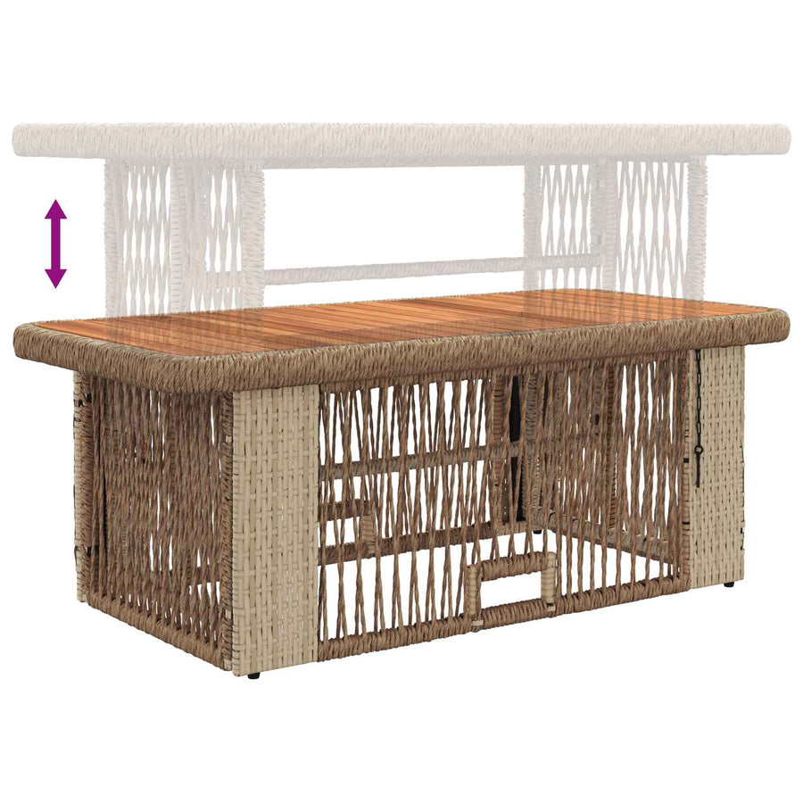 Tuin eettafelset met kussen 4 pcs Beige en Crème poly rattan