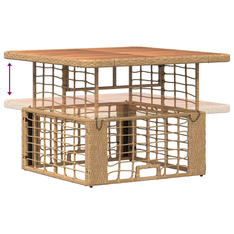Tuin eettafelset 3 pcs Natuur en Wit Poly Riet en Acaciahout