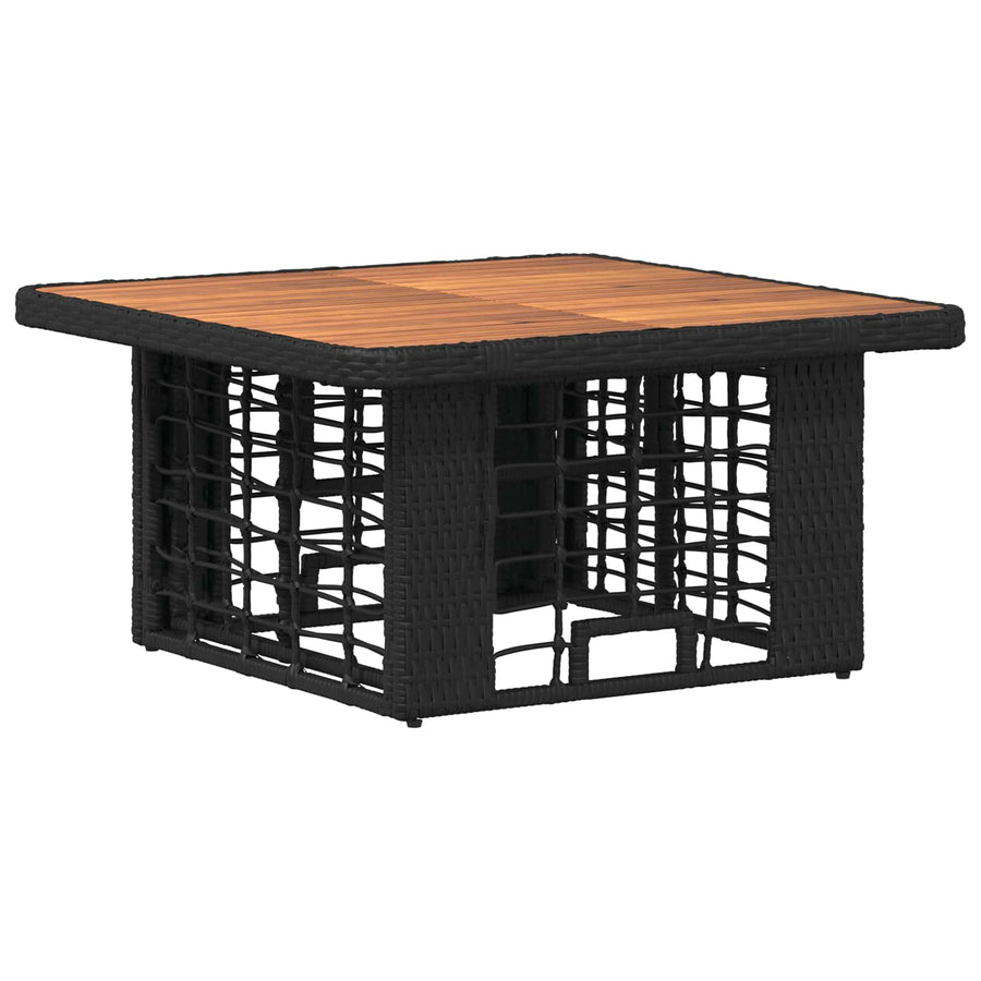 Tuin eettafelset 3 pcs Zwart en Grijs Poly Riet en Acaciahout