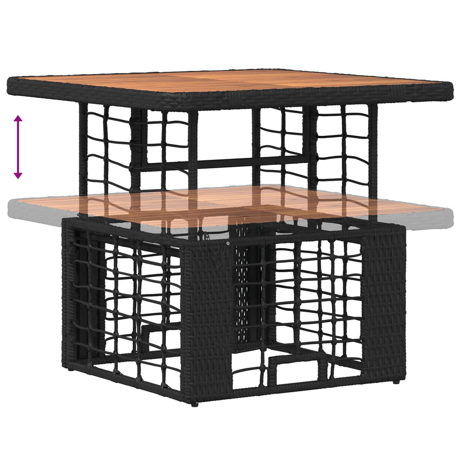 Tuin eettafelset 3 pcs Zwart en Grijs Poly Riet en Acaciahout