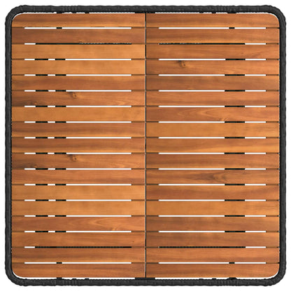 Tuin eettafelset 3 pcs Zwart en Grijs Poly Riet en Acaciahout