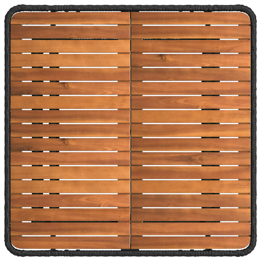 Tuin eettafelset 3 pcs Zwart en Grijs Poly Riet en Acaciahout