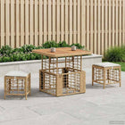 Garden Dining Set 3 pcs Natural and White Poly Rattan and Acacia Wood