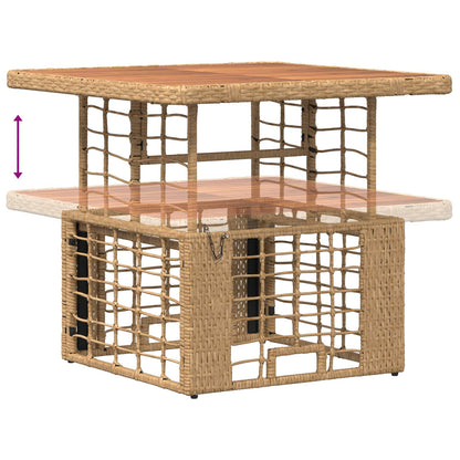 Tuin eettafelset 3 pcs Natuur en Wit Poly Riet en Acaciahout