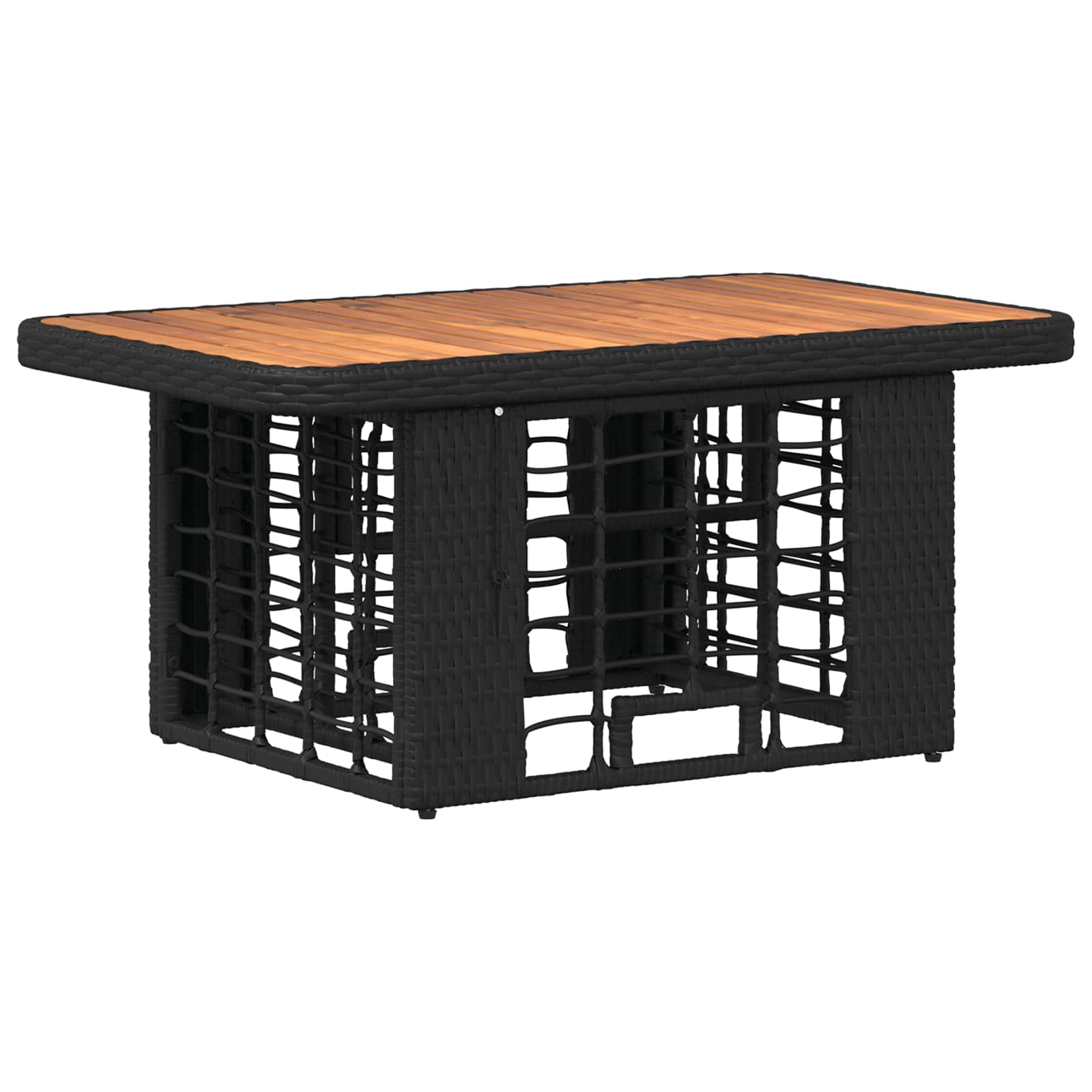 Tuin eettafelset 3 pcs Zwart en Grijs Poly Riet en Acaciahout