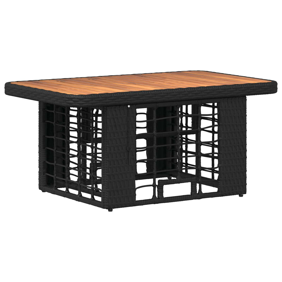 Tuin eettafelset 3 pcs Zwart en Grijs Poly Riet en Acaciahout