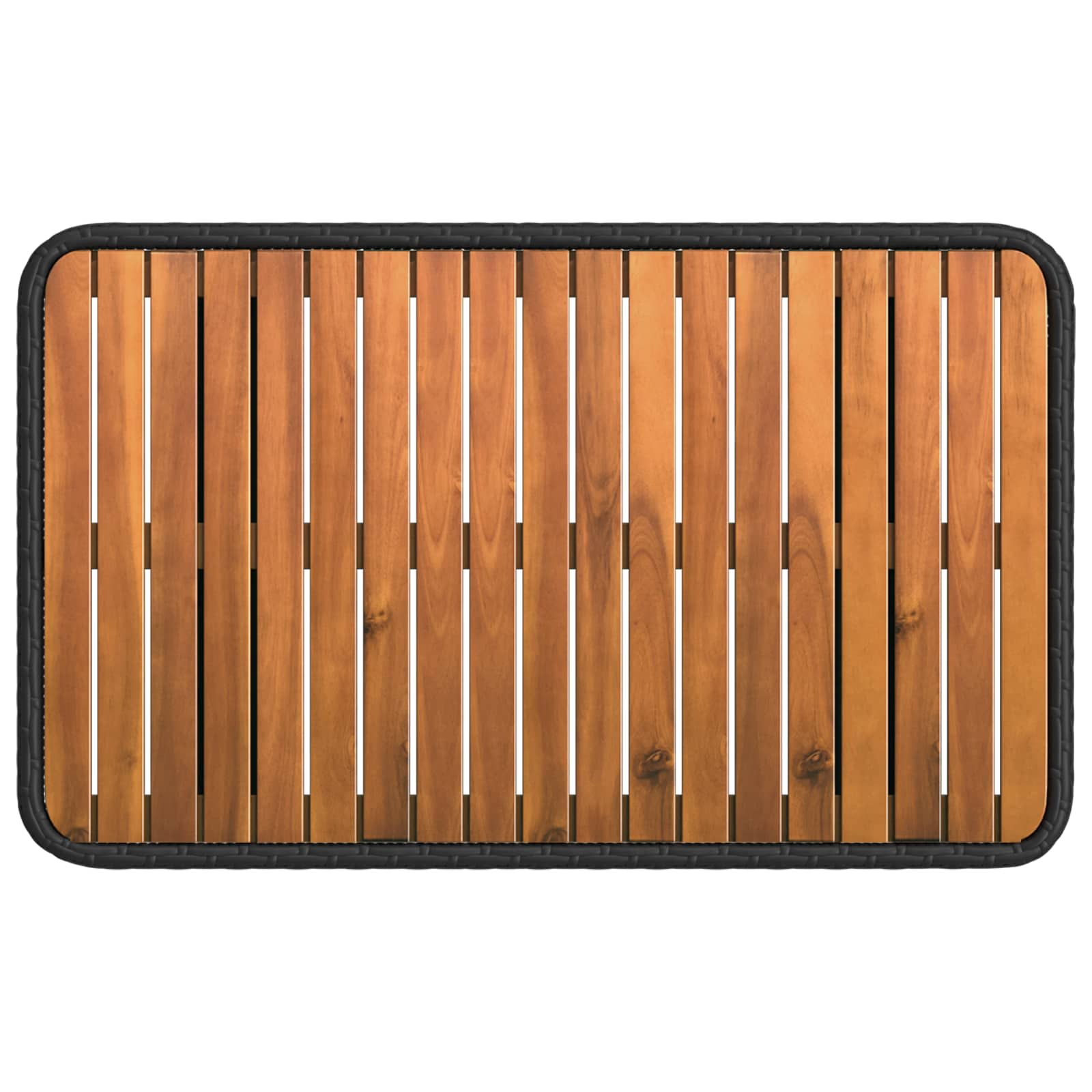 Tuin eettafelset 3 pcs Zwart en Grijs Poly Riet en Acaciahout