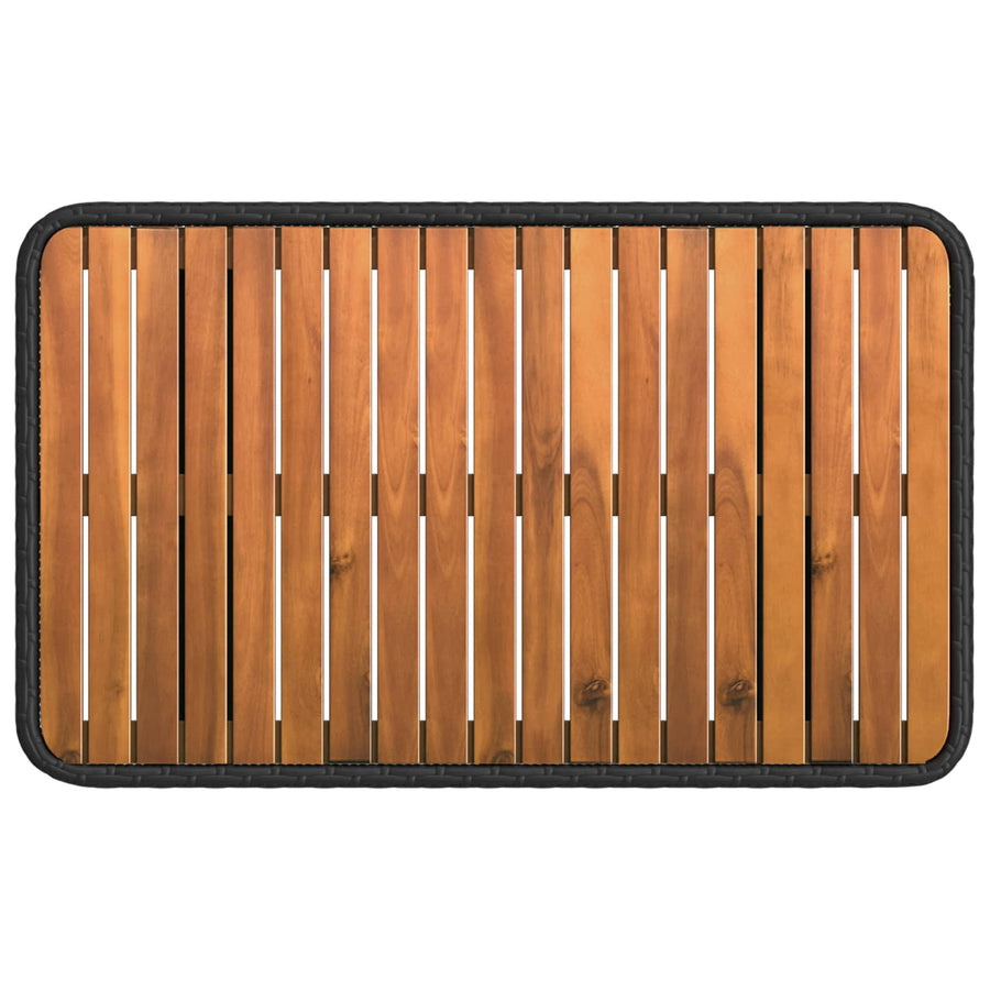 Tuin eettafelset 3 pcs Zwart en Grijs Poly Riet en Acaciahout