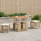 Garden Dining Set 3 pcs Natural and White Poly Rattan and Acacia Wood