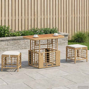 Tuin eettafelset 3 pcs poly rattan acaciahout
