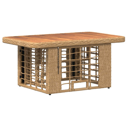 Tuin eettafelset 3 pcs Natuur en Wit Poly Riet en Acaciahout