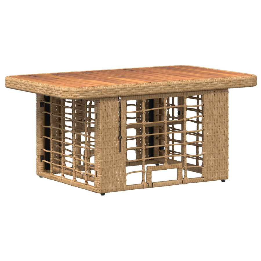 Tuin eettafelset 3 pcs Natuur en Wit Poly Riet en Acaciahout