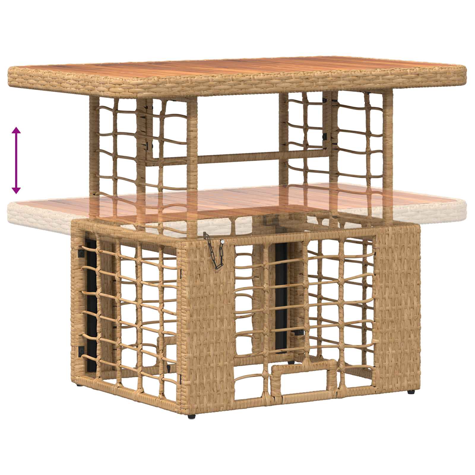 Tuin eettafelset 3 pcs Natuur en Wit Poly Riet en Acaciahout