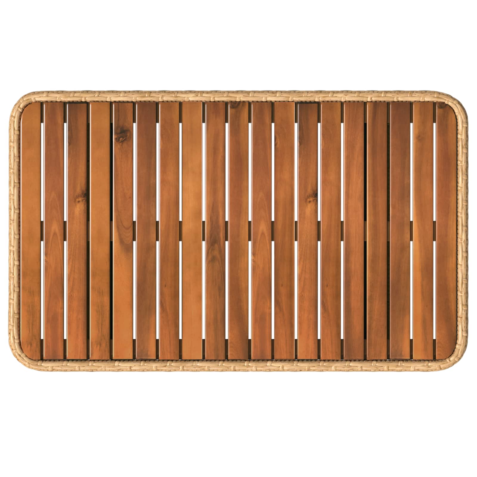 Tuin eettafelset 3 pcs Natuur en Wit Poly Riet en Acaciahout