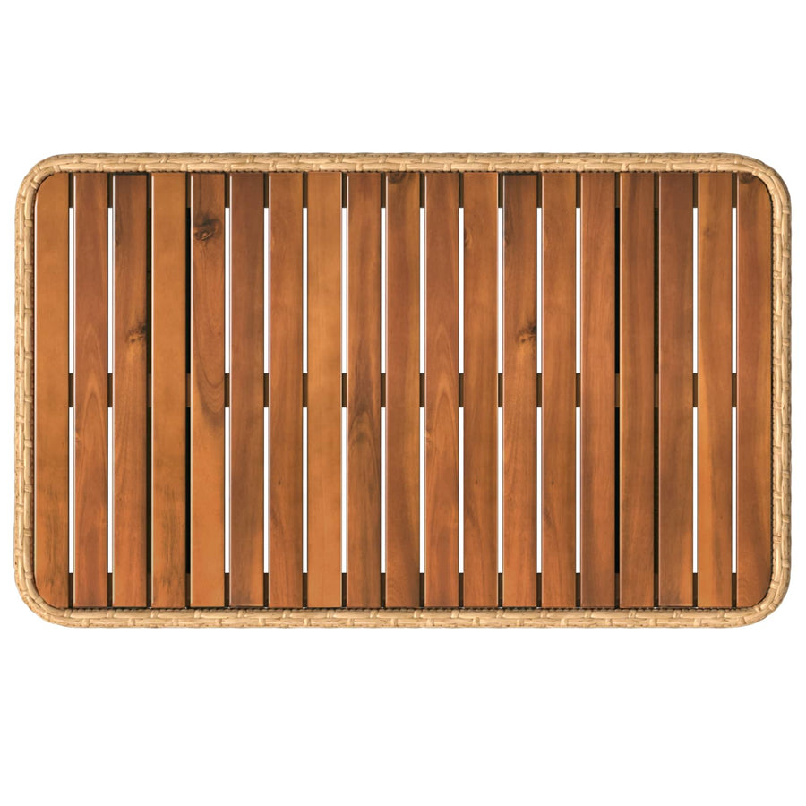 Tuin eettafelset 3 pcs Natuur en Wit Poly Riet en Acaciahout