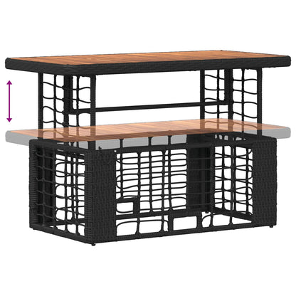 Tuin eettafelset 4 pcs Zwart en Grijs Poly Riet en Acaciahout