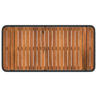Tuin eettafelset 4 pcs Zwart en Grijs Poly Riet en Acaciahout