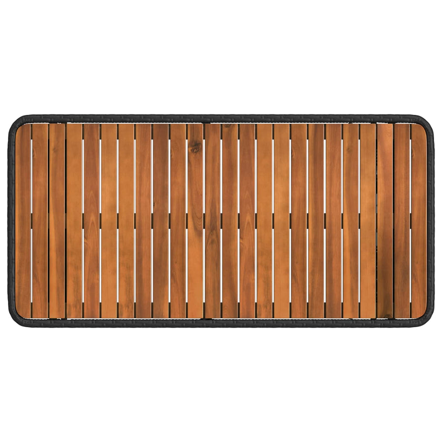 Tuin eettafelset 4 pcs Zwart en Grijs Poly Riet en Acaciahout