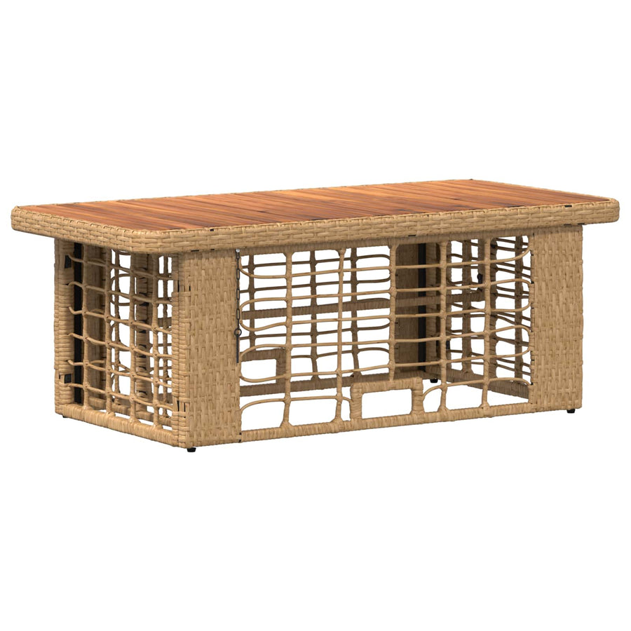 Tuin eettafelset 4 pcs Natuur en Wit Poly Riet en Acaciahout