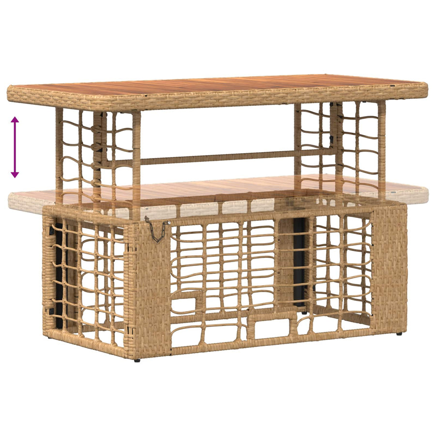 Tuin eettafelset 4 pcs Natuur en Wit Poly Riet en Acaciahout