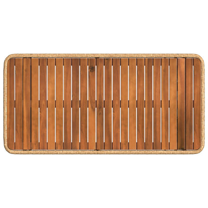 Tuin eettafelset 4 pcs Natuur en Wit Poly Riet en Acaciahout