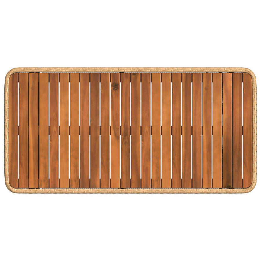 Tuin eettafelset 4 pcs Natuur en Wit Poly Riet en Acaciahout