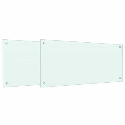 Keuken Achterwand 2 pcs Wit 90 x 40 cm gehard glas