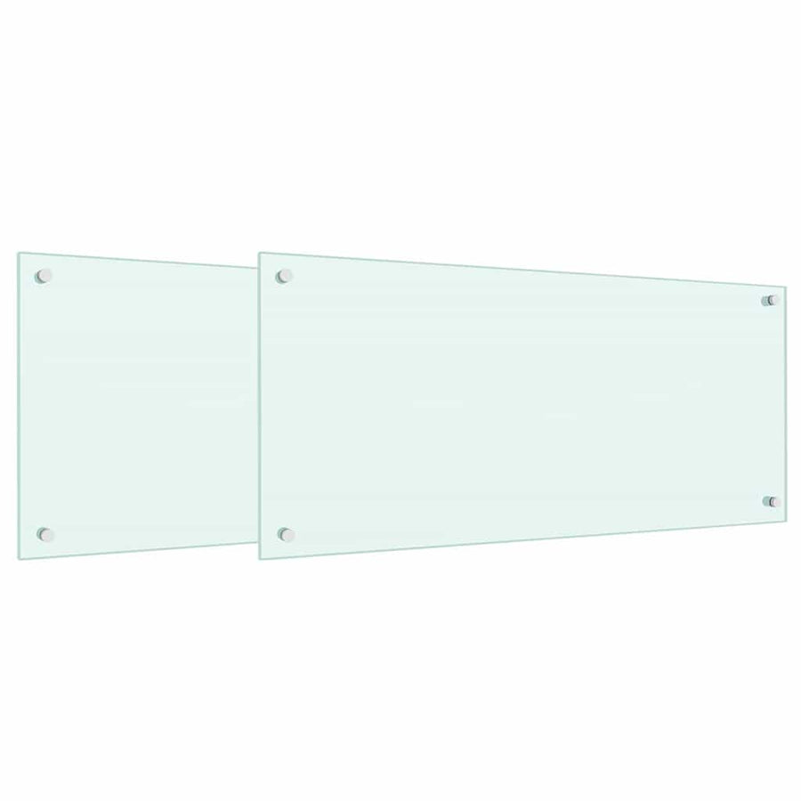 Keuken Achterwand 2 pcs Wit 90 x 40 cm gehard glas