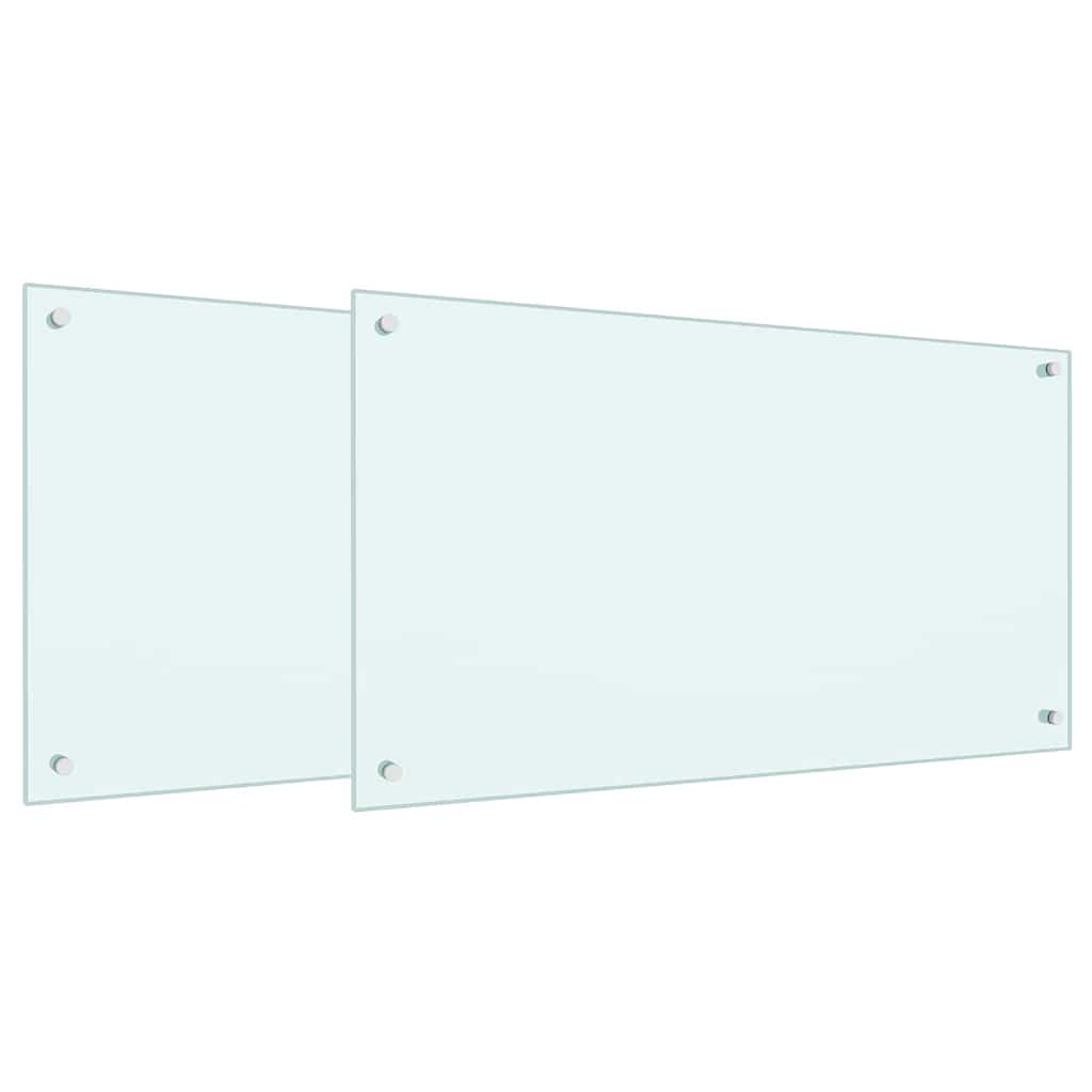 Keuken Achterwand 2 pcs Wit 90 x 50 cm gehard glas