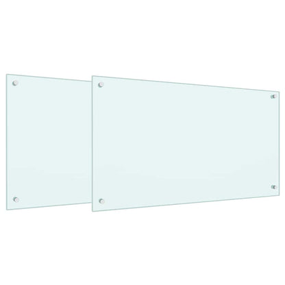 Keuken Achterwand 2 pcs Wit 90 x 50 cm gehard glas