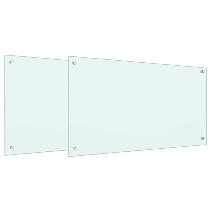 Keuken Achterwand 2 pcs Wit 90 x 50 cm gehard glas