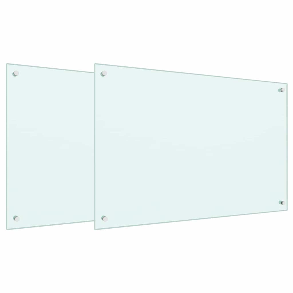 Keuken Achterwand 2 pcs Wit 90 x 60 cm gehard glas