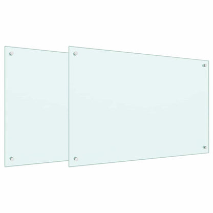 Keuken Achterwand 2 pcs Wit 90 x 60 cm gehard glas