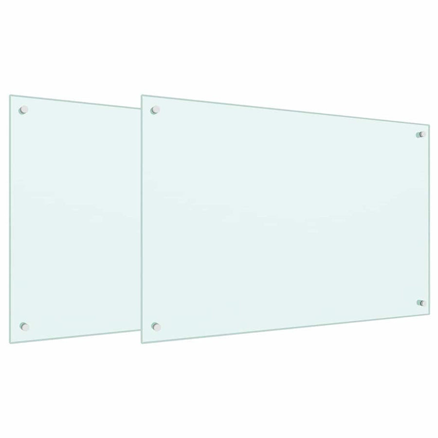 Keuken Achterwand 2 pcs Wit 90 x 60 cm gehard glas