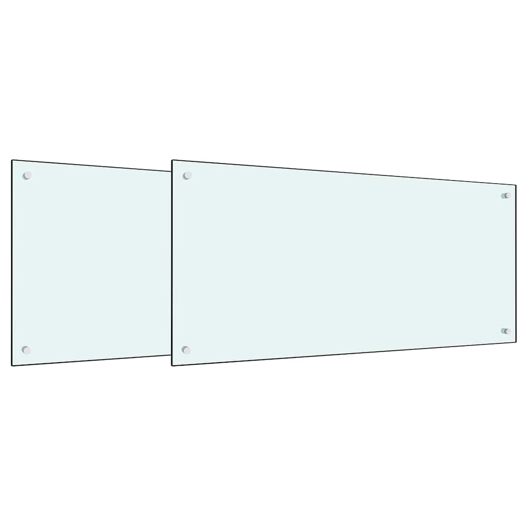 Keuken Achterwand 2 pcs Wit 100 x 50 cm gehard glas