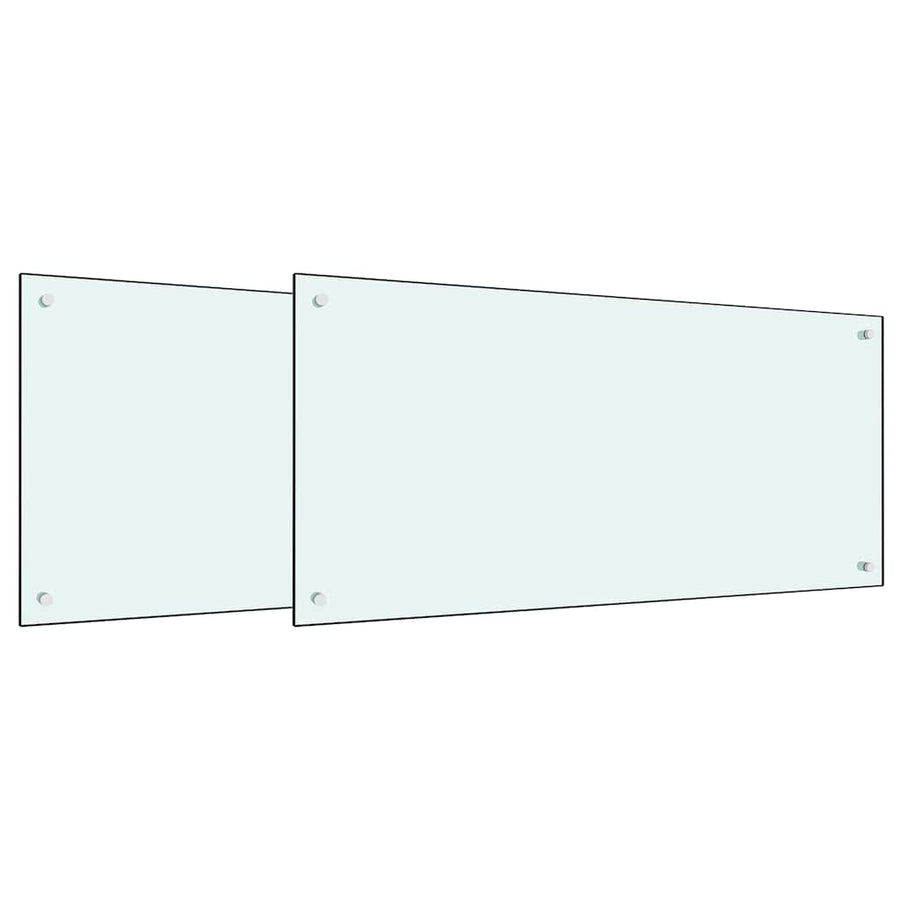 Keuken Achterwand 2 pcs Wit 100 x 50 cm gehard glas