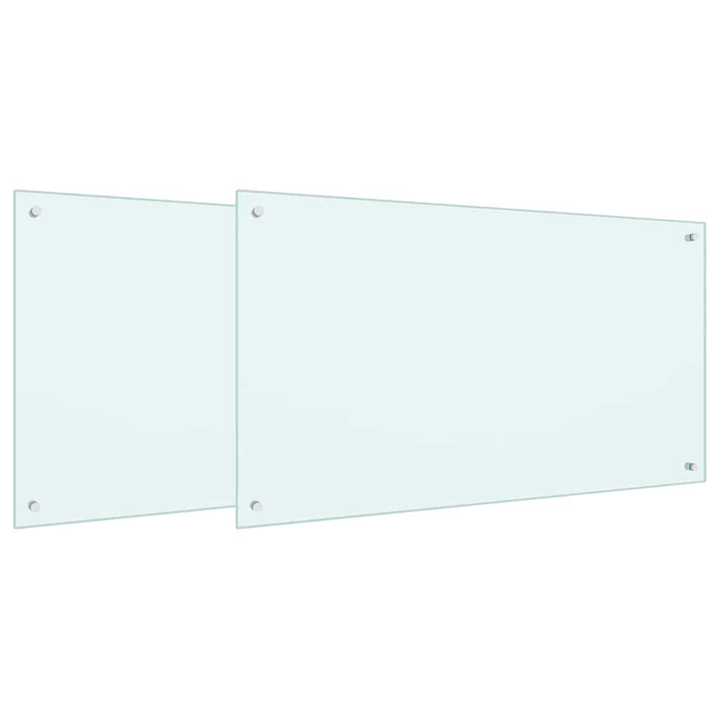 Keuken Achterwand 2 pcs Wit 100 x 60 cm gehard glas