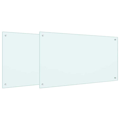 Keuken Achterwand 2 pcs Wit 100 x 60 cm gehard glas