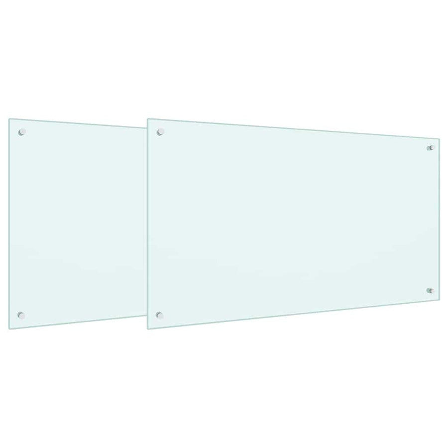 Keuken Achterwand 2 pcs Wit 100 x 60 cm gehard glas