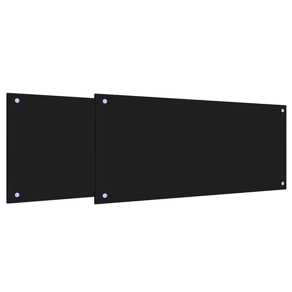 Keuken Achterwand 2 pcs Zwart 90 x 40 cm gehard glas