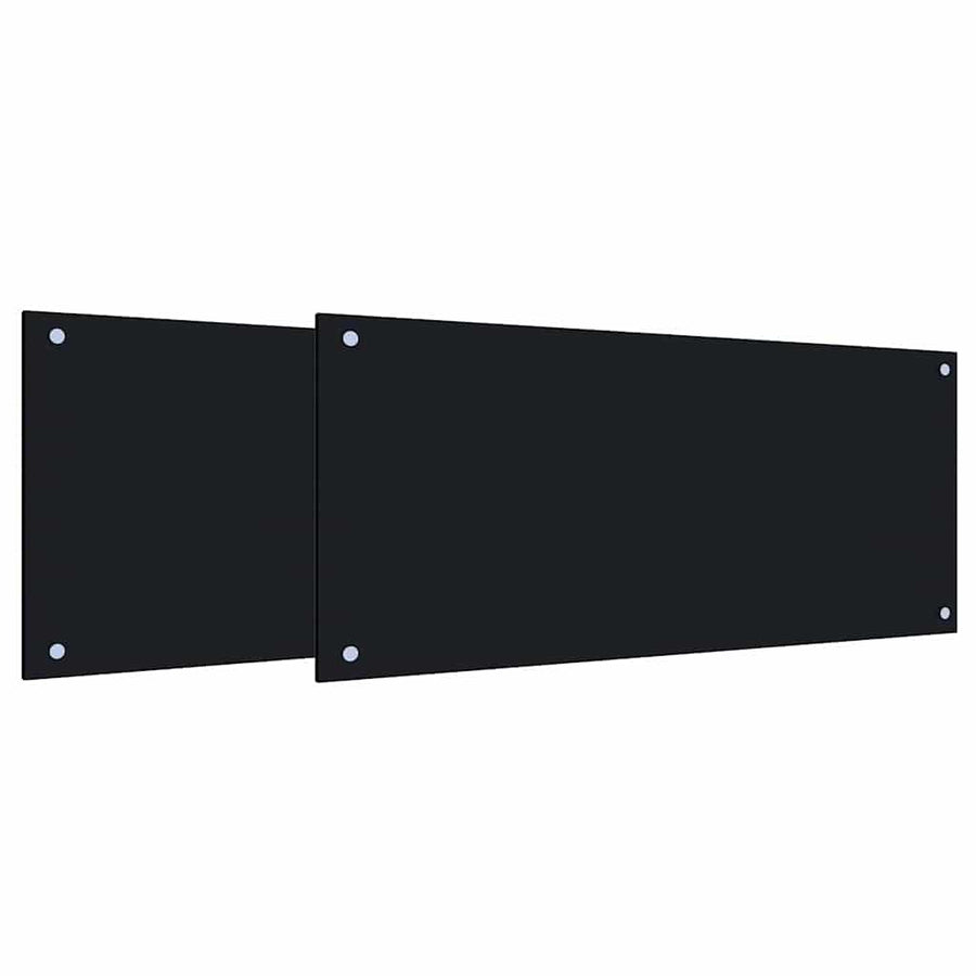 Keuken Achterwand 2 pcs Zwart 90 x 40 cm gehard glas