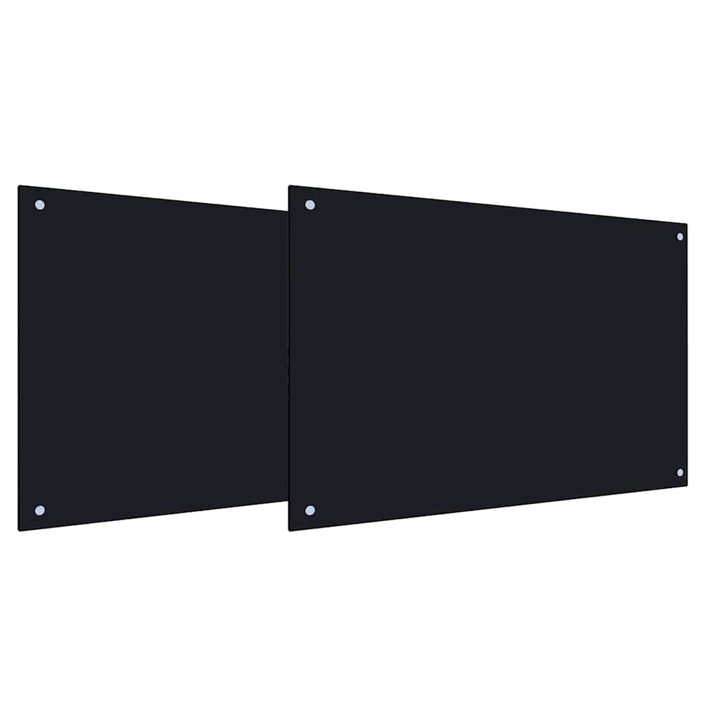 Keuken Achterwanden 2 pcs Zwart 90 x 50 cm Gehard glas
