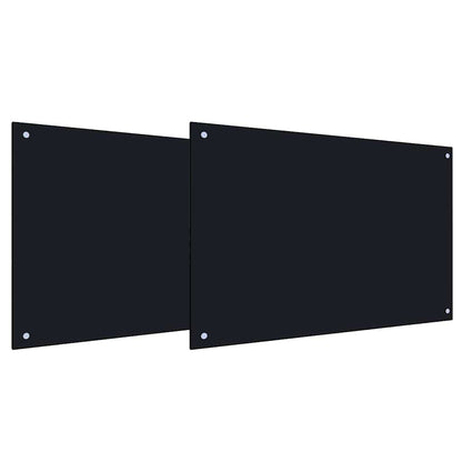 Keuken Achterwanden 2 pcs Zwart 90 x 50 cm Gehard glas