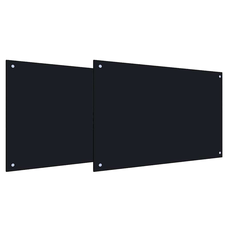 Keuken Achterwanden 2 pcs Zwart 90 x 50 cm Gehard glas