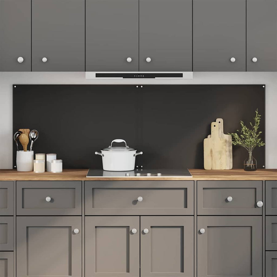 Keuken Achterwand 2 pcs Zwart 90 x 60 cm gehard glas